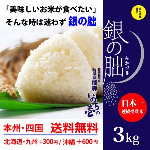 新米 銀の朏3kg 白米 岐阜県飛騨地区 特別栽培米 ぎんのみかづき いのちの壱 令和5年産 送料無料（一部地区除く）