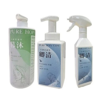 【海夫】皮護易-暮沐 沐浴乳+卿清 潔膚慕斯+潔膚液 長效檜木清香 全膚質適用(1000ml+500ml+500ml)