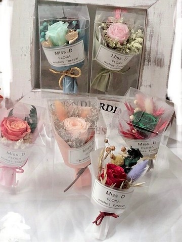 爆美永生花玫瑰花迷你小花束禮盒裝伴手禮節慶情人禮物可定制logo