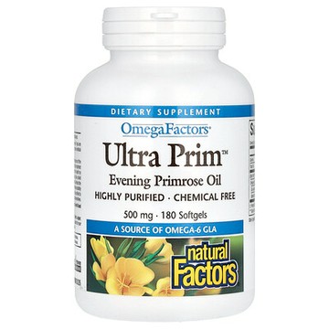Natural Factors, 歐米伽Factors 系列 Ultra Prim 月見草精油軟凝膠，500 毫克，180 粒軟凝膠