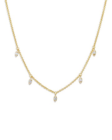 By Adina Eden Cubic Zirconia Marquise Dangling Shaker Necklace, 16-18