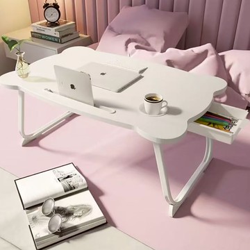 德利生活 摺疊電腦桌豪華 白色  1入  展開:60 x 40 x 28cm，收折:60 x 40 x 6cm