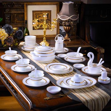 碗碟套裝家用景德鎮骨瓷餐具套裝盤子陶瓷碗碗筷喬遷碗具2023新款