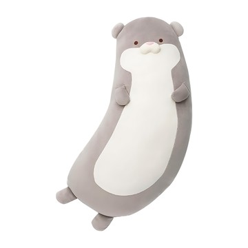 萌布朗 療癒系 極度歪腰抱枕  75 x 35 x 18cm  倉鼠 灰色