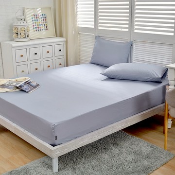 La Belle 100%精梳棉純棉 床包枕套組-前衛素雅 藍灰色 - 單人105x186x35cm