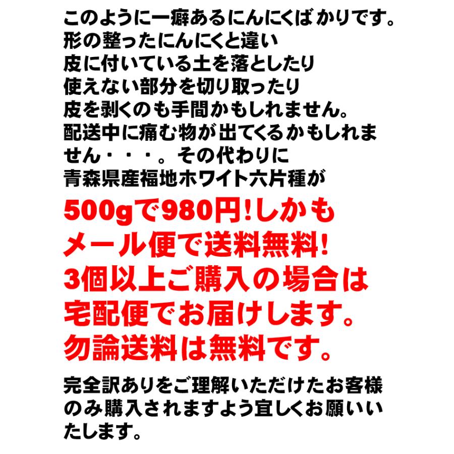 訳あり にんにく 粒不揃い 青森県産にんにく ホワイト六片にんにく 完全訳あり メール便 送料無料