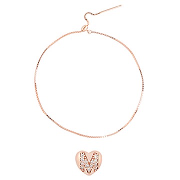 MARIGOLD 美爾朵 925純銀心意關鍵詞愛心字母點鑽項鍊手鍊 玫瑰金美色電鍍  單墜M  墜飾0.5 x 0.3cm