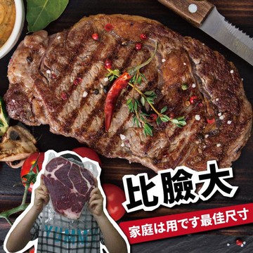 【勝崎生鮮】美國安格斯雪花沙朗牛排~比臉大8片組(450公克/1片)