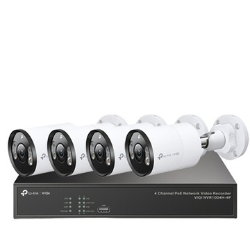 TP-Link 昌運監視器 組合 VIGI NVR1004H-4P 4路 網路主機+VIGI C355 VIGI 5MP 戶外型全彩槍型網路監控攝影機*4