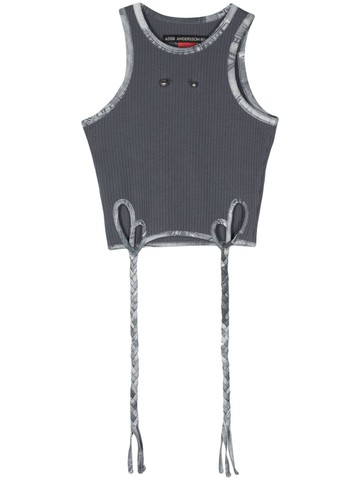 Andersson Bell - strap-detail tank top - women - Cotton/Polyester/Polyurethane - S - Grey