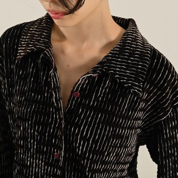 【NaSuBi Vintage】色線混紡絨面緹花古著襯衫