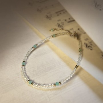 蛋白石316醫療鋼手鍊/天河石 天然寶石 可戴洗澡 不鏽鋼 抗敏鋼