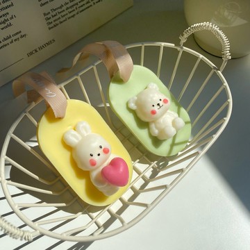 【香磚】愛心兔和嘟嘟熊香磚 香氛蠟片 伴娘禮/婚禮小物/質感小物