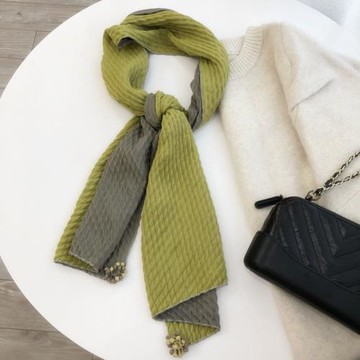 韓系長方絲巾雙面棉麻長款圍巾早春秋新款裝飾韓版女紗巾春天圍脖