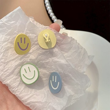 敲可愛~ins甜美少女心笑臉耳釘韓國網紅氣質耳環軟妹耳飾耳夾新款