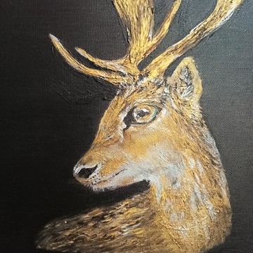 金色暗夜之鹿原作繪畫限量藝術收藏
