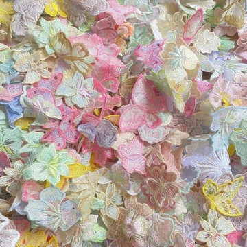 臺灣熱賣🔥🔥【100入！聚划算！】歐根紗 蕾絲花朵 刺繡布貼 衣服 蚊帳 破洞 修補 百搭 蝴蝶裝飾 DIY 補丁花