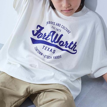 日本 devirock - 100%棉 定番廓型印花短袖上衣-英文logo-白