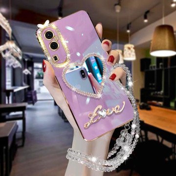 適用于OPPOReno10手機殼Pro/Pro+潮流抖音新款軟殼PHW110超薄個性化妝鏡子PHU110時尚硅膠保護套Reno十帶掛繩