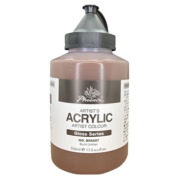Phoenix 鳳凰 亮光系列 壓克力顏料 熟褐 500ml  1色