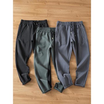 外貿口碑貨！玉米格雙面針織肌理！純色男春秋時尚百搭小腳休閑褲