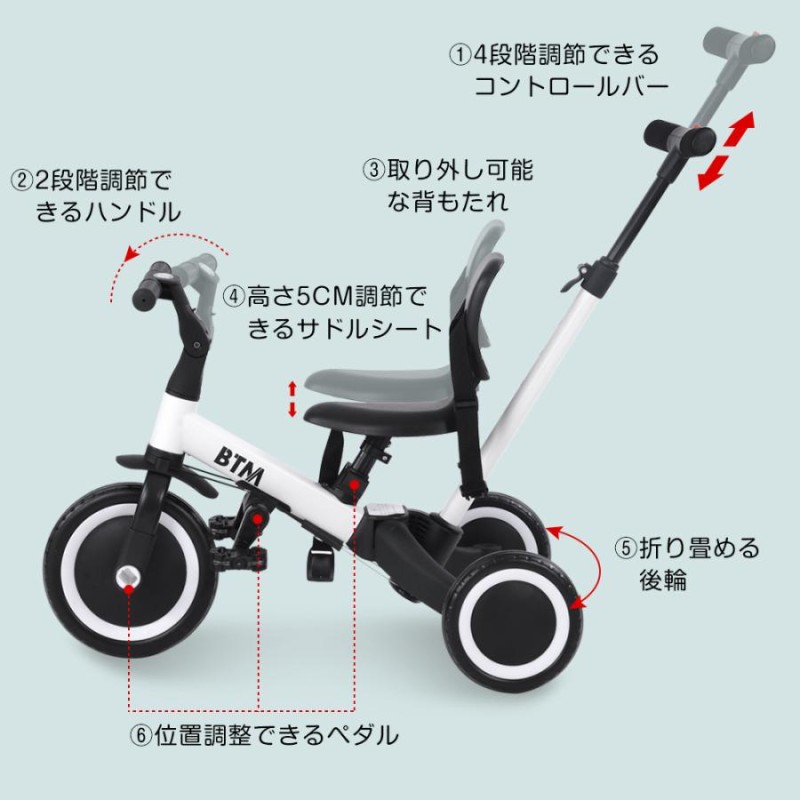 三輪車 子供用三輪車 折りたたみ バランスバイク 一台5役 5in1 キッズ ...