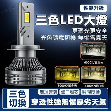 LED大燈 汽車三色大燈 車燈 H7超亮 霧燈 H1 H4 H7 H11 9005 汽車百貨▲BS1
