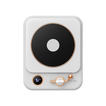 ANTIAN USB重力感應數顯恆溫杯墊 電熱暖杯墊 暖牛奶加熱墊 辦公室杯墊 白色  1入  K22