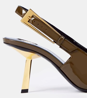 Saint Laurent Lee 75 patent leather slingback pumps