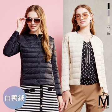 【MA】保暖兩穿圓領V領附收納袋輕羽絨外套-三色任選