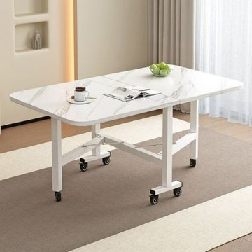 【匠俱】餐桌120x80x75cm 多功能移動式折疊餐桌(小戶型收納飯桌/簡易帶輪蝴蝶桌/工作桌/夜市擺攤桌)