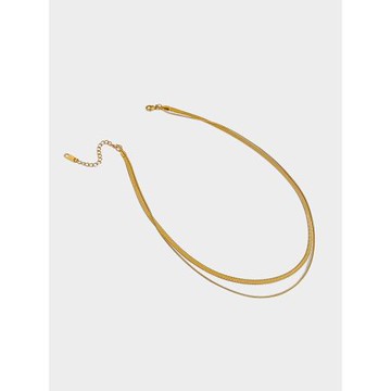 PANDANA人手bi備 雙層疊戴蛇骨鏈項鏈ins鎖骨鏈谷愛凌同款不掉色