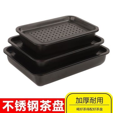 不銹鋼茶盤家用茶具現代輕奢茶托盤加厚雙層儲水式茶臺客廳漏盤子