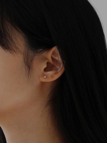 Basic Premium Silver Cubic Earrings [Beige Gold]