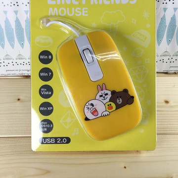 【震撼精品百貨】LINE FRIENDS 兔兔、熊大 滑鼠-熊大家族綜合圖案-黃色 震撼日式精品百貨