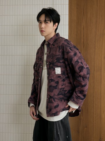 個性滿版雙口袋迷彩長襯