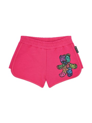Philipp Plein - Teddy Bear jersey shorts - kids - Cotton/Elastane - 10 yrs - Pink