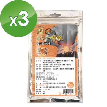 【正金牌】正金牌一條根貼布10入-3包（15.4x8.5cm)