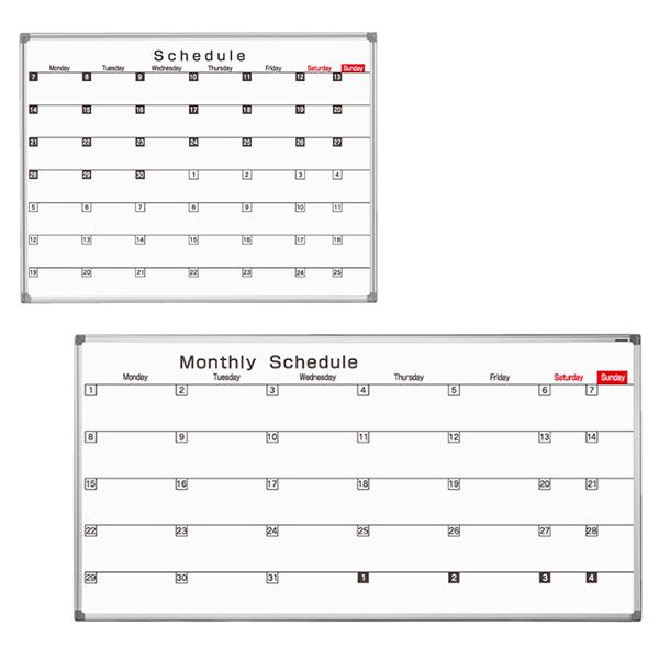 法人様限定 馬印 オフィス家具 ホワイトボード・案内板 ホワイトボード壁掛 AXシリーズ ホーローホワイト スケジュール（英字）