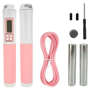 LifeHouse 計數負重無繩跳繩 + 小球 雙感應晶片 高解析螢幕 鋼製軸承 防滑矽膠握把  跳繩握柄 2.5 x 2.5 x 17.5cm 小球 3.5 x 3.5 x 3.5cm  粉白色  1組