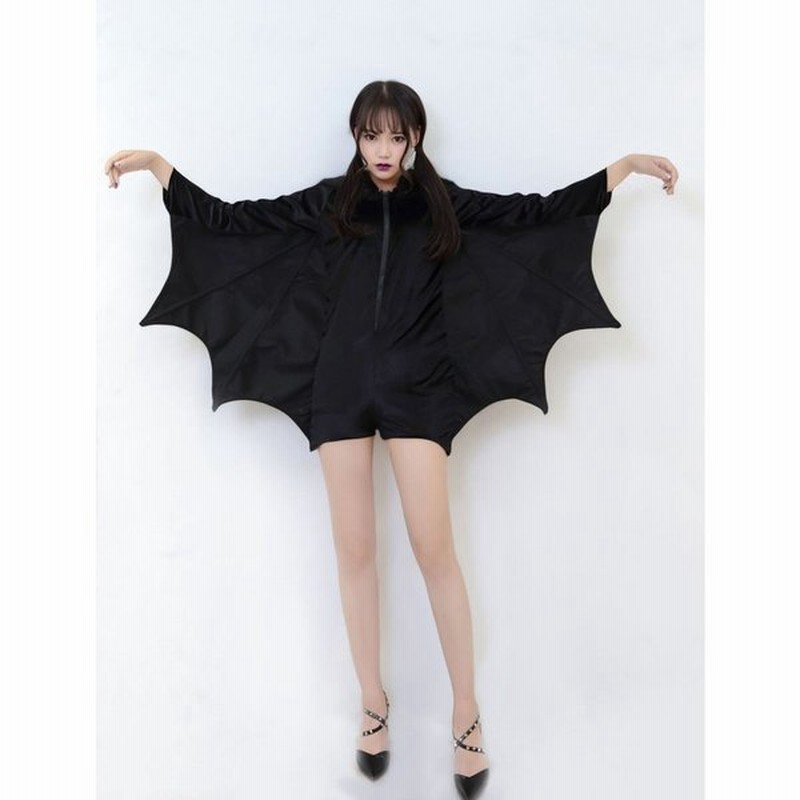 ハロウィン コスプレ衣装 コウモリ 蝙蝠 全身タイツ モコモコフード キッズ コスチューム レディース用悪魔仮装 通販 Lineポイント最大get Lineショッピング