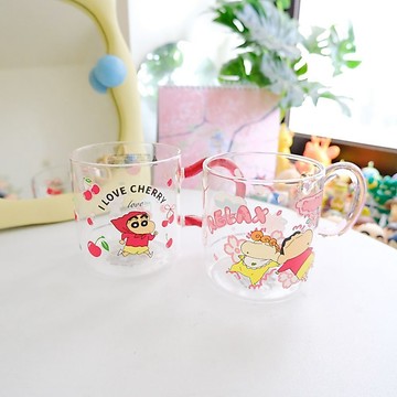 現貨【蠟筆小新】正版授權 高硼矽玻璃耐熱把手杯 日落小物 交換禮物 聖誕禮物 生日禮物 情人節