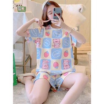 可外穿睡衣女夏季短袖2025年新款甜美可愛少女網紅風家居服套裝