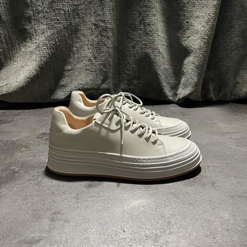 新品意大利份量十足 手工縫線純皮厚底板鞋男 復古舒適百搭休閑鞋