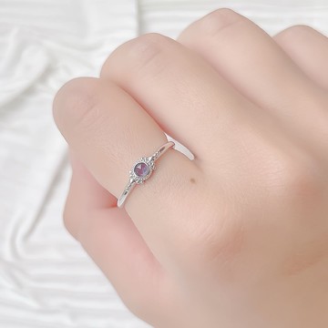 堇青石925純銀古典風格戒指 可調式戒指