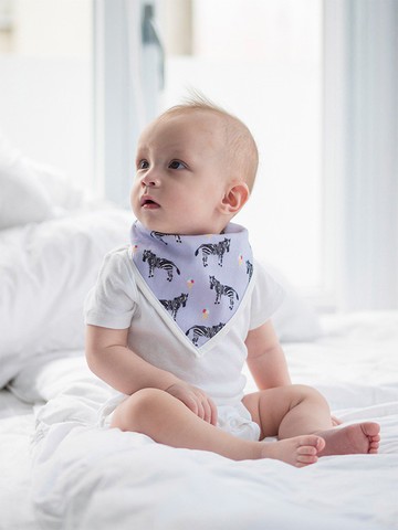 Organic B 有機比比 彌月禮有機紗圍兜/口水巾-斑馬與冰淇淋旅行