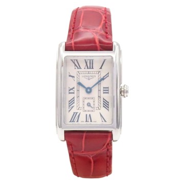 LONGINES 浪琴表 銀色錶盤 紅色鱷魚皮錶帶 不鏽鋼 DolceVita 腕錶 L5.255.4 【二手名牌BRAND OFF】