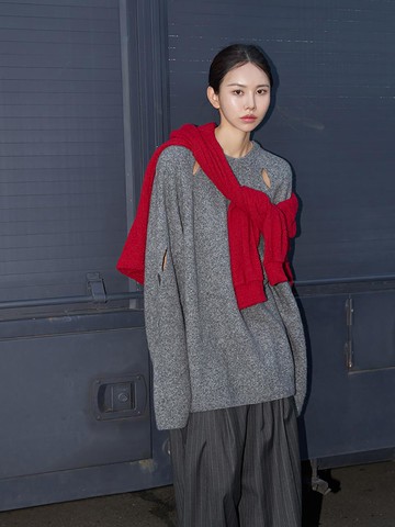 [Exclusive] 24FW double slit raglan loose fit knit