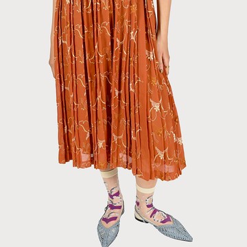 【蛋植物古著】花嶼雲彩刺繡短袖古著洋裝