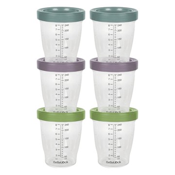 Bebelock Tritan材質副食品刻度密封罐套裝 6入  藍灰色+紅豆色+橄欖綠  240ml  2組